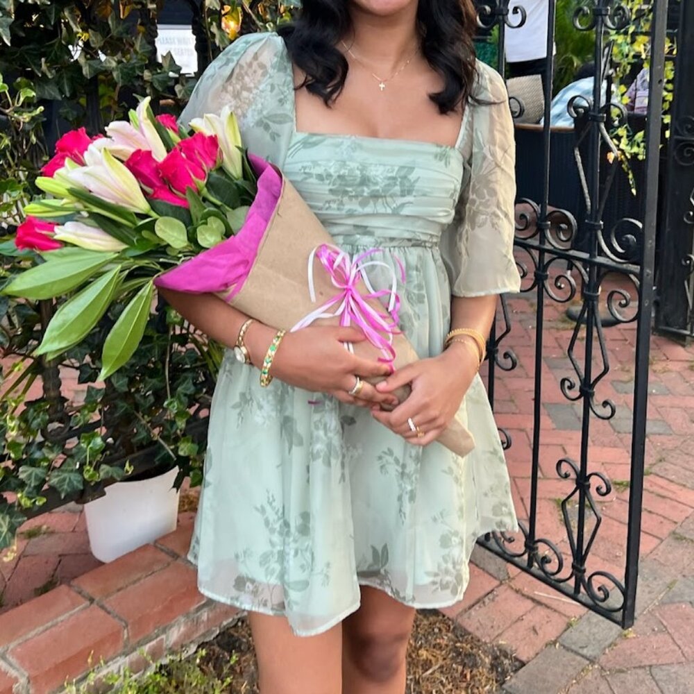 Green floral Babydoll Dress